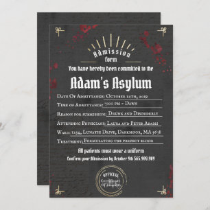 Adult Halloween Lunatic Asylum Spooky Gothic Party Einladung