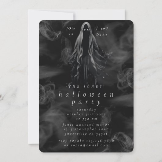 Adult Halloween-Party Gothic Ghost Spooky Black Einladung (Vorderseite)