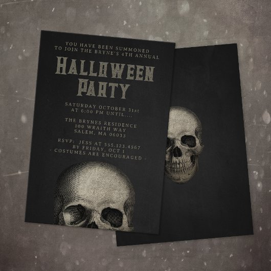 Adult Halloween Party Skull Black  Einladung