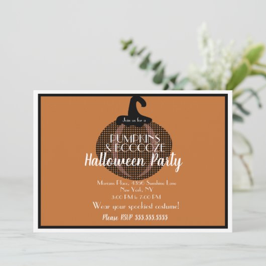 Adult Halloween Pumpkin Vintages Party Einladung (Stehend Vorderseite)