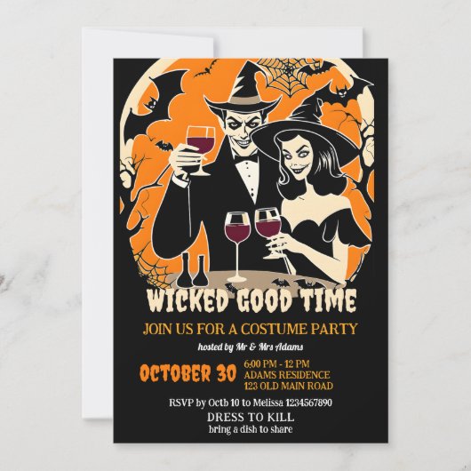 Adult Halloween schlechte Zeit Kostüm Party Einladung (Vorderseite)