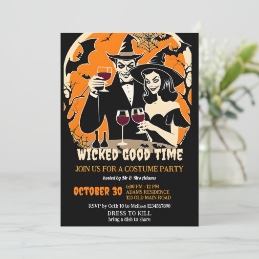 Adult Halloween schlechte Zeit Kostüm Party Einladung (Stehend Vorderseite)