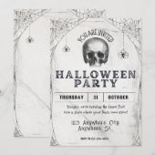 Adult Halloween Skull Party Vintage Einladung (Vorne/Hinten)