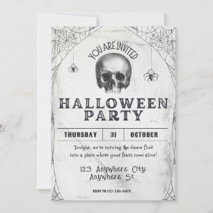 Adult Halloween Skull Party Vintage Einladung