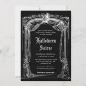 Adult Halloween Soiree Black Vintage Gothic Party Einladung (Vorderseite)