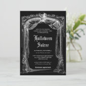 Adult Halloween Soiree Black Vintage Gothic Party Einladung (Stehend Vorderseite)