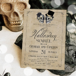 Adult Halloween Soirée Vintag Gothic Skull Einladung