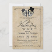 Adult Halloween Soirée Vintage Gothic Skull Einladung (Vorderseite)