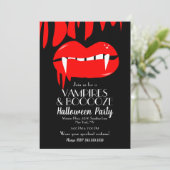 Adult Halloween Vampire Party Red Black Einladung (Stehend Vorderseite)