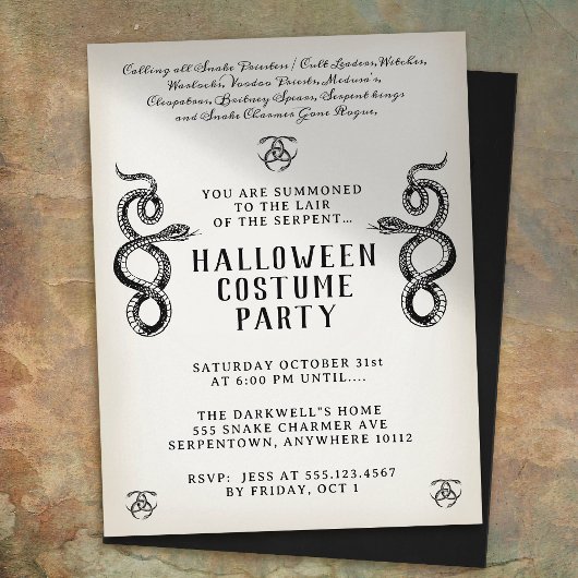 Adult Halloween Vintag Serpent Party Flyer