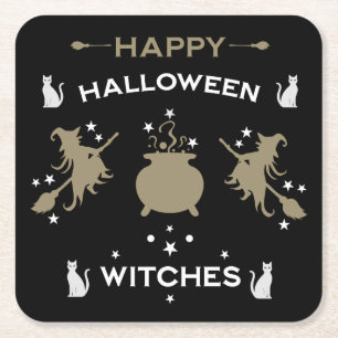 Adult Hexe Halloween-Party Rechteckiger Pappuntersetzer