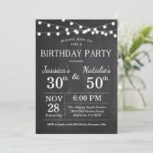 Adult Joint Birthday Party Einladung Chalkboard (Stehend Vorderseite)