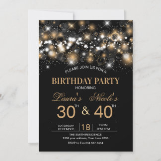 Adult Joint Birthday Party Invitation Gold Glitter Einladung
