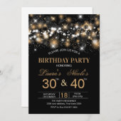 Adult Joint Birthday Party Invitation Gold Glitter Einladung (Vorne/Hinten)