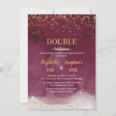 Adult Joint Birthday Party | Purple Gold Glitter Einladung (Vorderseite)