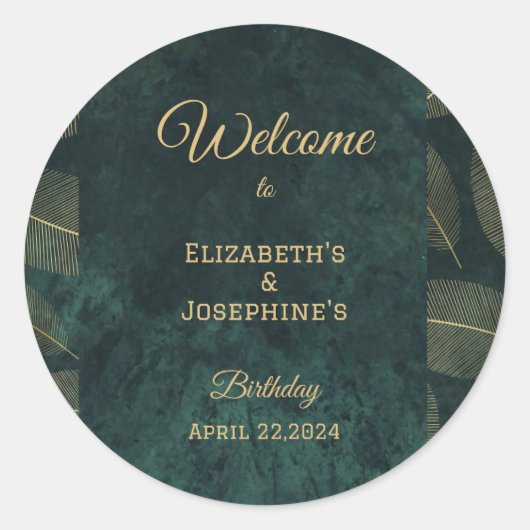 Adult Joint Double Birthday Gala Runder Aufkleber (Vorderseite)