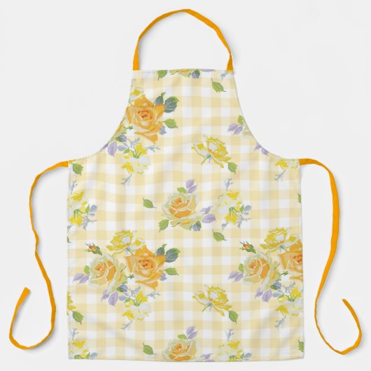 Adult Large Apron yellow rose floral Schürze (Vorderseite)