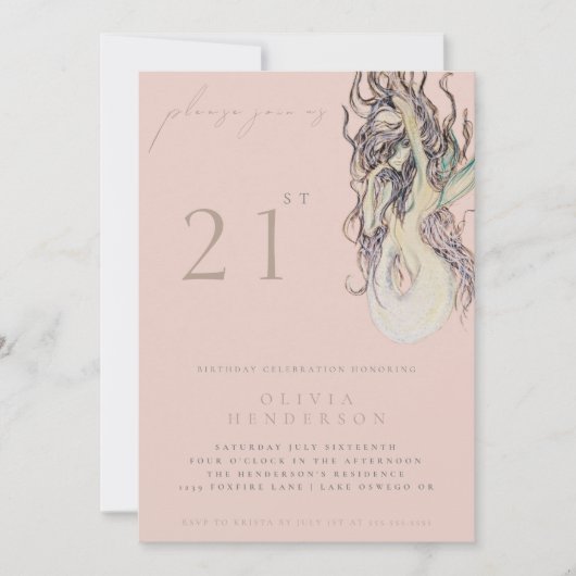 Adult Mermaid ANY Birthday Party Invitation Einladung (Vorderseite)