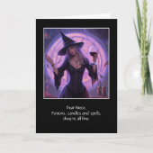 Adult Niece Happy Halloween Funny Witch Wine Karte (Vorderseite)