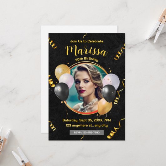 Adult Party Geburtstag personalisieren Einladung (Vorderseite/Rückseite Beispiel)