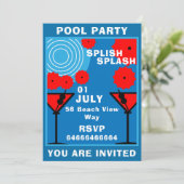 Adult Pool Party Einladung (Stehend Vorderseite)