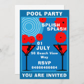 Adult Pool Party Einladung (Vorne/Hinten)