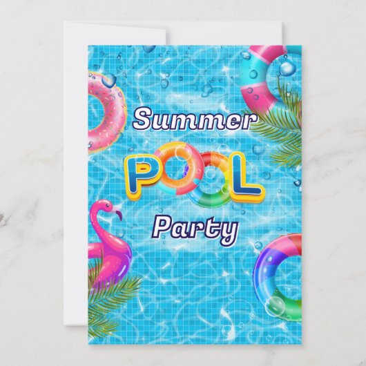 Adult Pool Party Summer Beach Einladung (Rückseite)