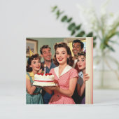 Adult Retro Surprise Party for Her Karte (Stehend Vorderseite)