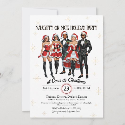 Adult Sassy Naughty oder Nice Christmas Party Einladung (Vorderseite)