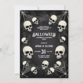 Adult Skull Spider Webs QR Code Halloween-Party Einladung (Vorderseite)