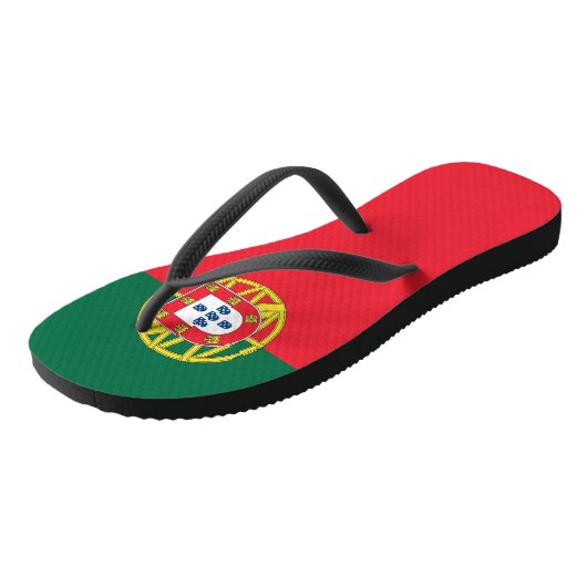 Adult Slim Rips mit der Flagge Portugals Badesandalen (Schrägansicht)
