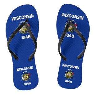 Adult Slim Rips mit Flag Wisconsin, USA Badesandalen