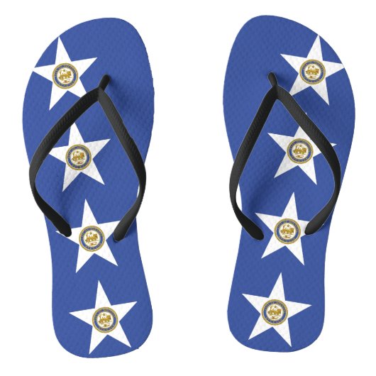 Adult Slim Straps mit Flag Houston, USA Badesandalen (Fußbett)