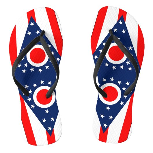 Adult Slim Straps mit Flag Ohio, USA Badesandalen (Fußbett)