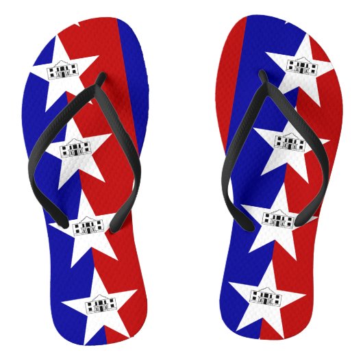 Adult Slim Straps mit Flag San Antonio, USA Badesandalen (Fußbett)