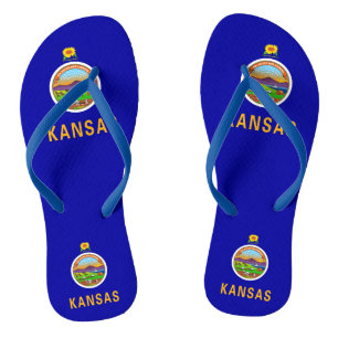 Adult Slim Straps mit Flag von Kansas, USA Badesandalen