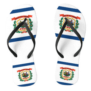 Adult Slim Straps mit Flag West Virginia Badesandalen