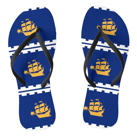 Adult Slim Straps with Flag of Quebec City Badesandalen (Fußbett)