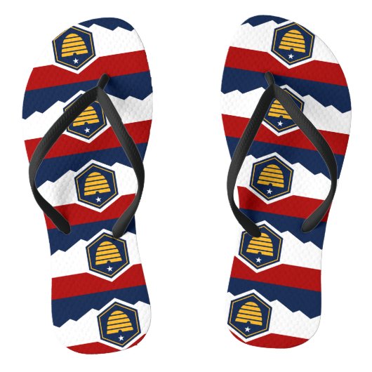 Adult Slim Straps with Flag of Utah, USA Badesandalen (Fußbett)