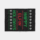 Adult Ugly Christmas Sweater Tee. Happy Elfin' Hol Fleecedecke (Vorderseite (Horizontal))
