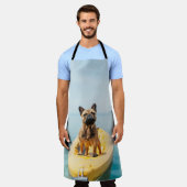 Adulter brauner, auf Kajak stehender Bulldogge Schürze (Getragen)