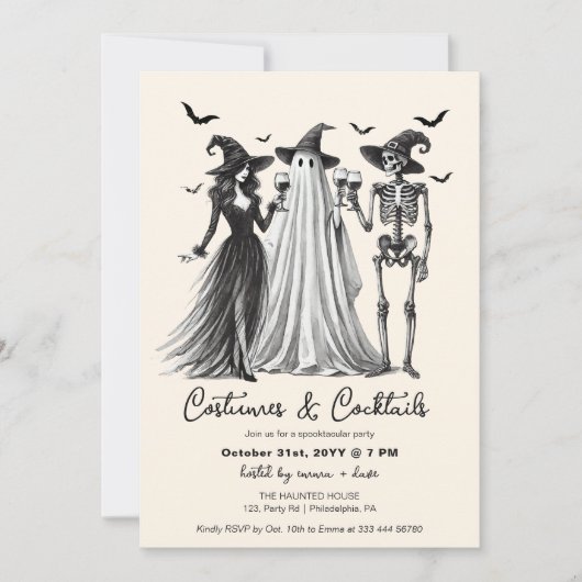 Adultes Halloween-Party Kostüme und Cocktails Ankündigung (Vorderseite)