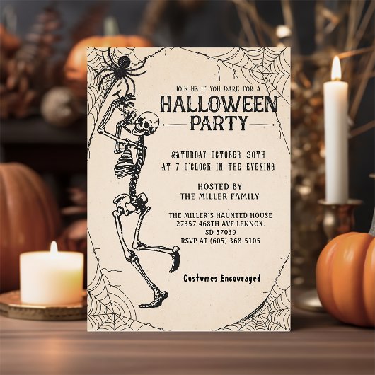 Adultes Halloween-Party Vintag Skeleton Cocktails Einladung