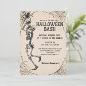 Adultes Halloween-Party Vintag Skeleton Cocktails Einladung (Stehend Vorderseite)