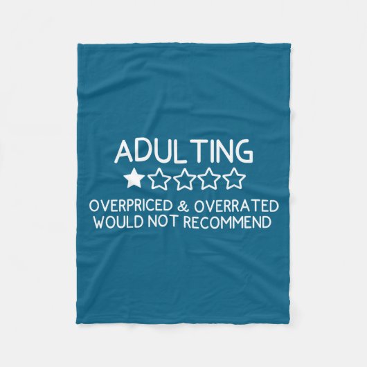 Adulting Shirt Funny Adul 1 Star Review  Fleecedecke (Vorderseite)
