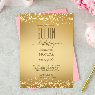 Adults Geburtstagsparty elegante Gold minimalistis Einladung