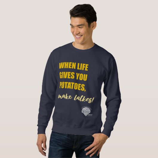 Adults' Hanukkah Sweatshirt - "Make latkes" (Vorne ganz)
