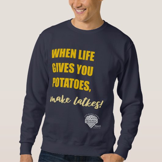 Adults' Hanukkah Sweatshirt - "Make latkes" (Vorderseite)