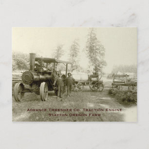 Advance Thresher Co. Dampfzugmaschine Postkarte