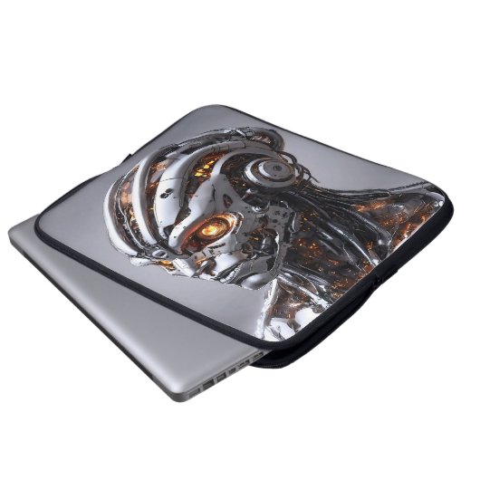 Advanced AI Chrome Android Cyborg Futuristic Laptopschutzhülle (Vorne Knopf)